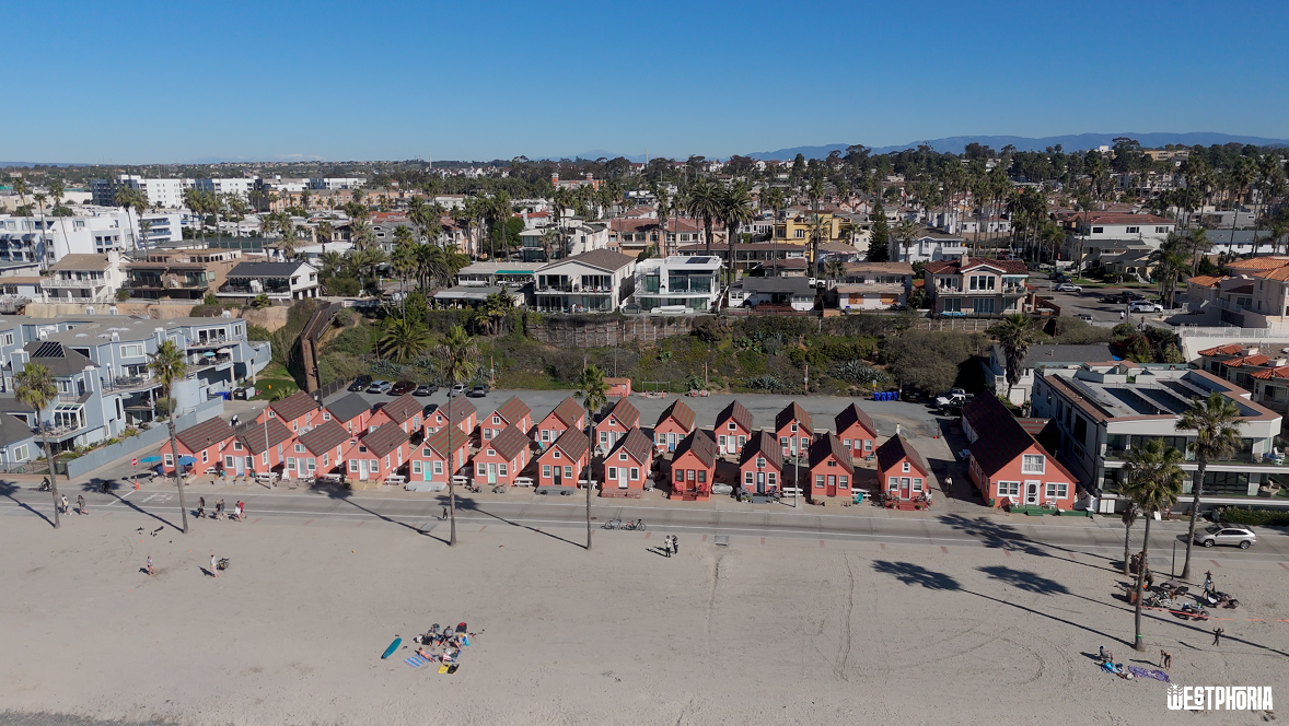 Aerial view of a Robert's Cottages in Oceanside, CA. 